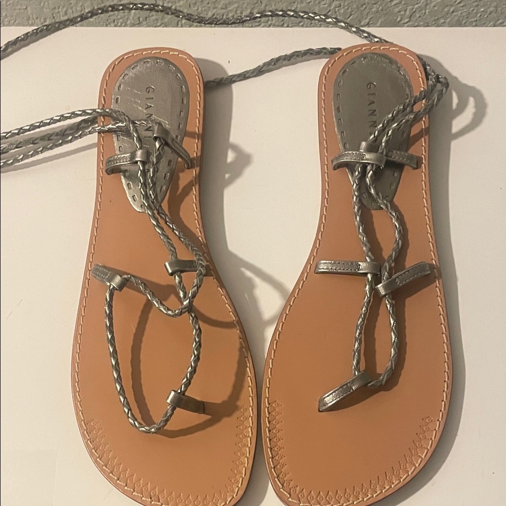 Gianni Bini Silver Braided Sandals